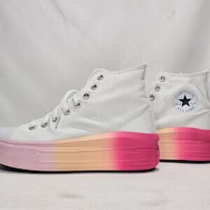 Converse Women CTAS Move Platforms Size 8 White Stardust, Lilac  AO7372C NWT